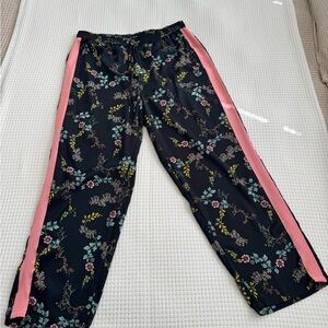 Who What Wear Floral Track Pants with Pink Side Stripe